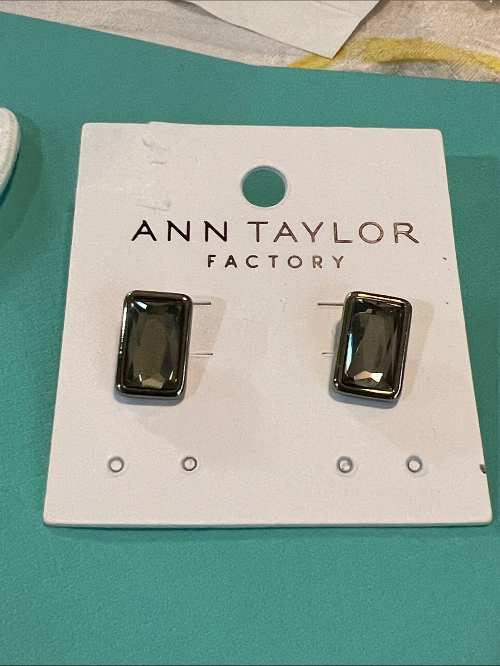 Ann Taylor Factory Rectangular Smoky Gray Stone Studs
